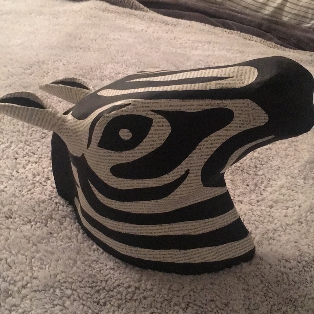 Anthropologie Paper mache zebra head